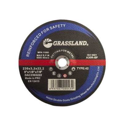9" 230mm X 3.2mm X 22.2mm স্টেইনলেস স্টীল কাটিং ডিস্ক এঙ্গেল গ্রাইন্ডার EN 12413 ব্যবহার করে